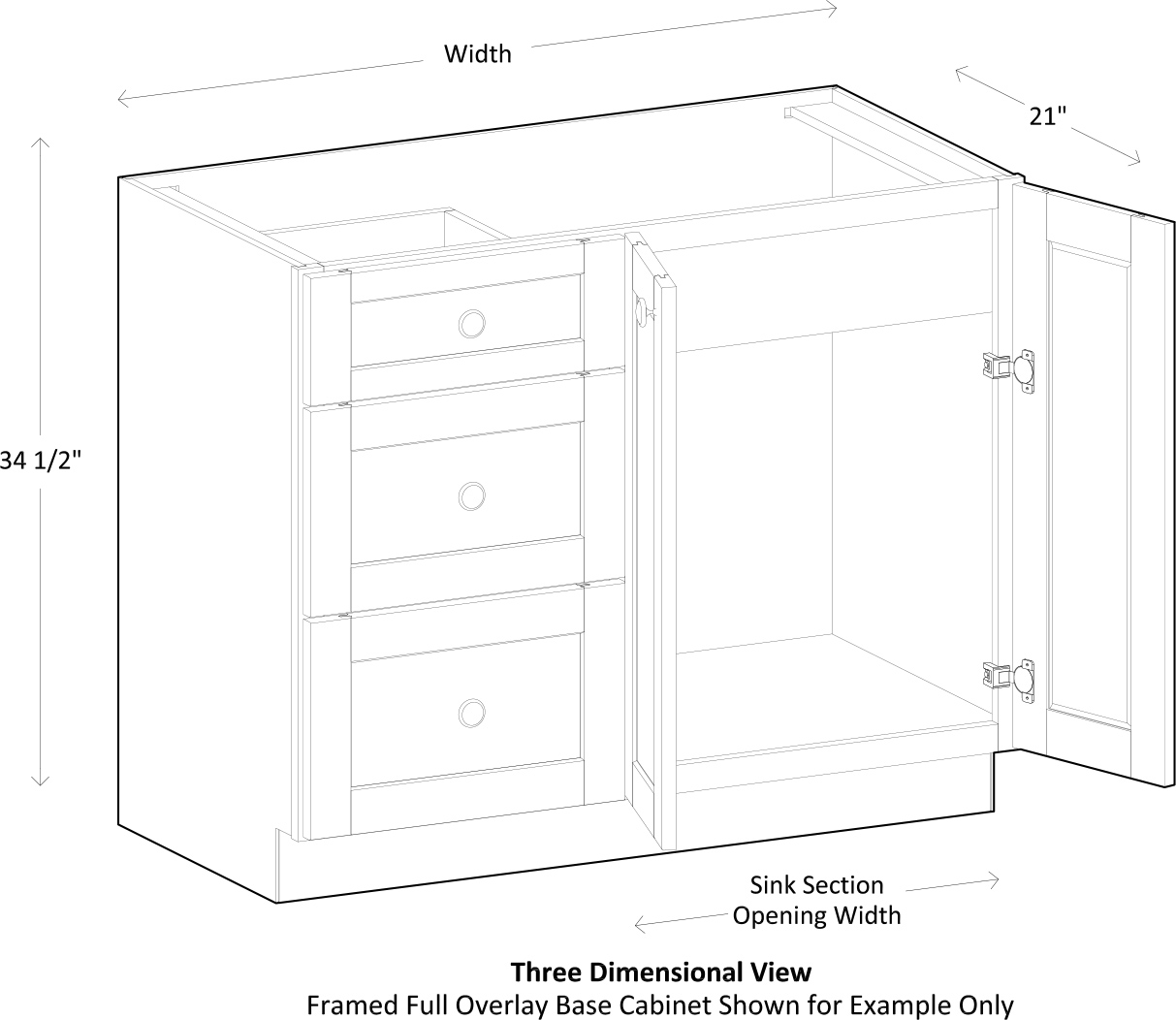 Specsheet Vanity Sink Base Full 2Door 3Drawer Handed